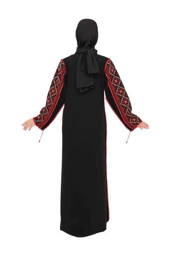 Filistin Geometrik Ön Ve Kollar Sanara Nakışlı Geleneksel Filistin Kadın Elbise M-3xl C100029