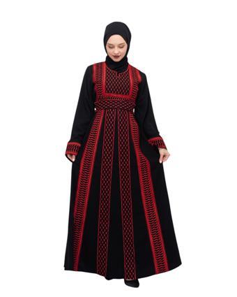 Filistin Geleneksel Kefiye Tek Taraflı Nakışlı Kadın Elbise C100042
