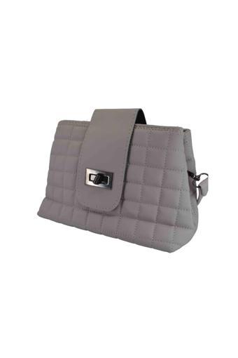Suni Deri Kilitli Büyü Hacmi Kare Nakışlı 15*25 Cm Kadın Omuz Çantası B100002