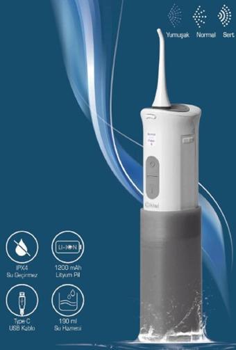 Kiwi KTB-6050 Taşınabilir Ağız Duşu Şarj Edilebilir Diş Protez Bakım ve Ağız Duşu Gri