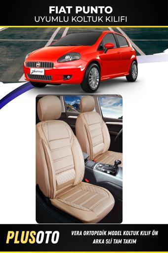 Plusoto Fiat Punto Uyumlu Vera Serisi Bej Oto Koltuk Kılıfı 5Li Takım Set M-242