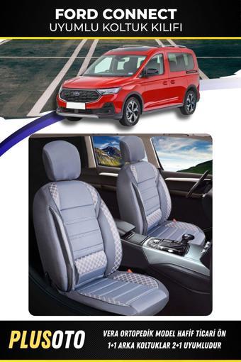 Plusoto Ford Connect (2+1) Ticari Uyumlu Vera Serisi Bej Oto Koltuk Kılıfı 5Li Takım Set T-14