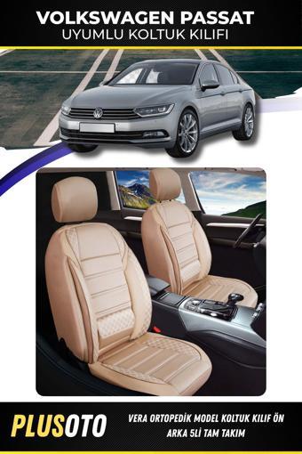 Plusoto Volkswagen Passat Uyumlu Vera Serisi Bej Oto Koltuk Kılıfı 5Li Takım Set M-1082