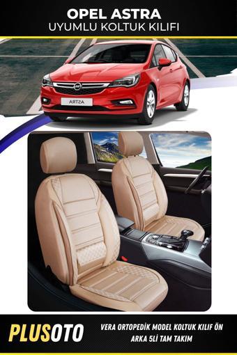 Plusoto Opel Astra Uyumlu Vera Serisi Bej Oto Koltuk Kılıfı 5Li Takım Set M-584