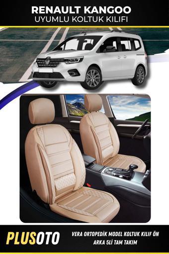 Plusoto Renault Kangoo Uyumlu Vera Serisi Bej Oto Koltuk Kılıfı 5Li Takım Set M-794