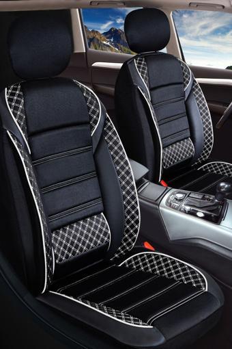 Plusoto Renault Megane 2 Hb Uyumlu Vera-Serisi Siyah-Beyaz Oto Koltuk Kılıfı 5Li Takım Set