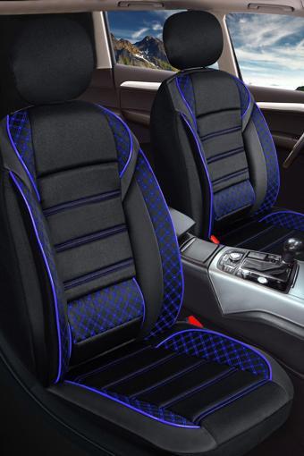Plusoto Volkswagen T-Roc Uyumlu Vera Serisi Siyah Mavi Oto Koltuk Kılıfı 5'Li Takım Set