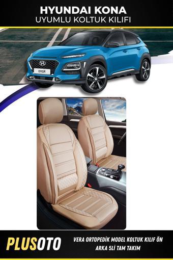 Plusoto Hyundai Kona Uyumlu Vera Serisi Bej Oto Koltuk Kılıfı 5Li Takım Set M-422