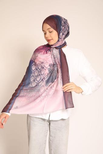 Dia Vela Soft Desenli Pembe ve Mürdüm Renkli Şal – Zarif ve Modern Tasarım