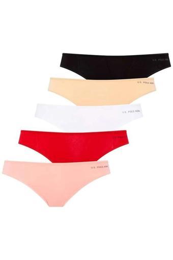 U.S. Polo Assn. Kadın 5'li Tanga (Kırmızı-Somon-Ten-Beyaz-Siyah)