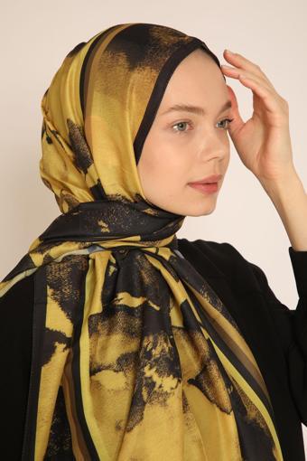 Dia Vela Sarı Siyah Desenli Soft Şal | Modern ve Sanatsal Dokulu Tasarım