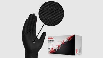 Beybi Diamond L Beden Pudrasız Kalın Siyah Nitril Eldiven Large (100 LÜ Paket)