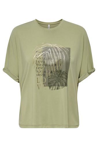 Only Onlfree Regular Fit Bisiklet Yaka Desenli Bayan T Shirt 15343267 AÇIK YEŞİL