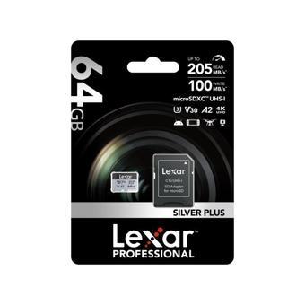 Lexar LMSSIPL064G-BNANG 64 GB SDXC 205-100Mb/s UHS-I C10 A2 V30 U3 microSD Kart