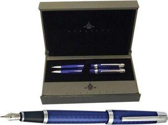 Steelpen 262 Dolma Kalem + Tükenmez Kalem Set Mavi Lake Krom