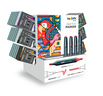CARİOCA PLUS SKETCH MARKER ÇİFT TARAFLI ÇİZİM KALEMİ STANDI 6 RENK 144'LÜ RENK