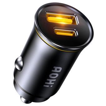Aohi Superauto Araç İçi Şarjı, 2 Portlu PD 65W Type-C ve USB-A Girişli, USB, Hızlı Şarj Çakmaklık Ad