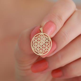 14 Ayar Altın Yaşam Çiçeği Kolye Ucu 1,7 cm