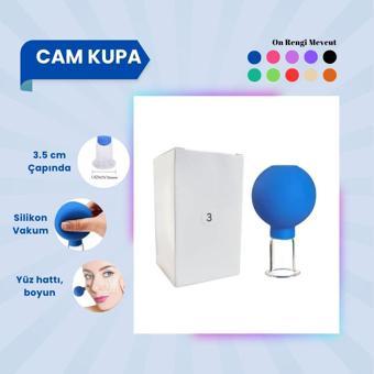 Silikon Vakumlu Cam Yüz Masaj Kupası No:3 Mavi