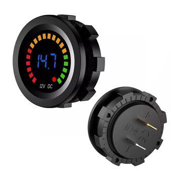 Ayt Powermaster IC-230E 6-18 Volt Voltmetre Pano Tipi Akü Göstergeli 28 Mm 6-18 Volt Dış Çap 36.5 Mm 2 Pinli