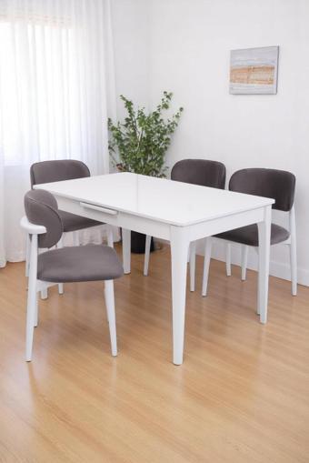 Paris Norte Lak Panel Mutfak Masa Sandalye Takımı 80x130cm