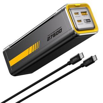 Aohi Starship 27.600 mAh 240W PD3.1 Powerbank, Akıllı Dijital Göstergeli 2si1 Arada Taşınabilir Hızlı Şarj Cihazı, Şarj İstasyonu, Siyah