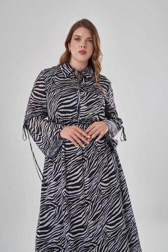 Mizalle Zebra Desenli Elbise 48