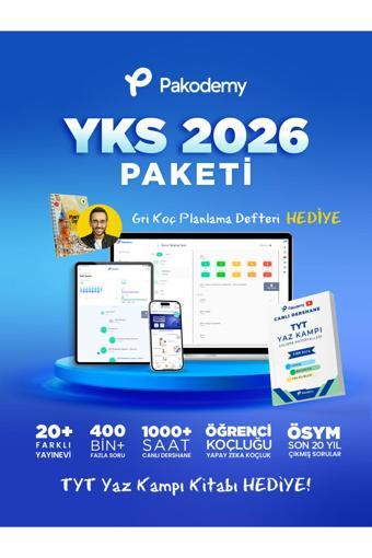 Pakodemy Yks 2026 Paketi (Canlı Ders, 400.000 Soru, Yapay Zeka Ile Öğrenme)