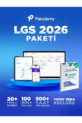 Pakodemy Lgs 2026 Paketi (100.000 Fazla Soru-Çözüm Videoları, Canlı Dersler, Yapay Zeka Desteği)