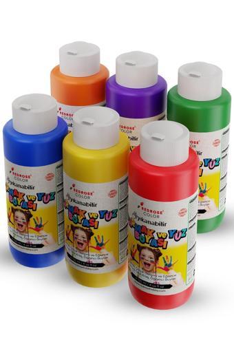 Red Rose Ara Renkler Parmak Boyası 6'Lı Set 6X120Ml Yıkanabilir, Toksik İçermez, Çocuk Okul Kreş İçin