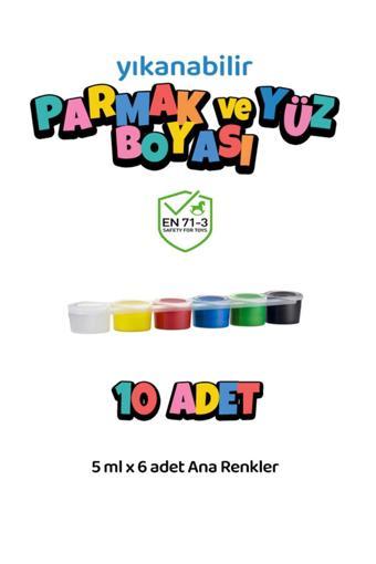 Red Rose 10 Adet Yıkanabilir Yüz Boyası Oyun Amaçlı 6'Lı Mini Set Ana Renkler Yüksek Kalite 6X5Ml