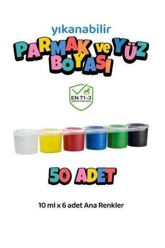Red Rose 50 Adet Yıkanabilir Yüz Boyası Oyun Amaçlı Toksik İçermez 6'Lı Set Ana Renkler Yüksek Kalite 6X10Ml