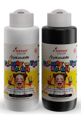 Red Rose Beyaz-Siyah Fanatik Taraftar Yüz Boyası 2'Li Set 2X120Ml Yıkanabilir, Toksik Içermez