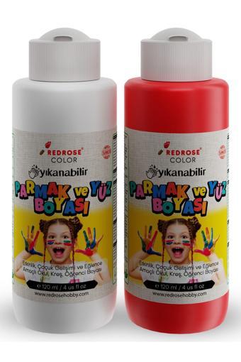 Red Rose Kırmızı-Beyaz Fanatik Taraftar Türkiye Yüz Boyası 2'Li Set 2X120Ml Yıkanabilir, Toksik I?Çermez