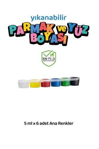 Red Rose Yıkanabilir Yüz Boyası Oyun Amaçlı Toksik İçermez 6'Lı Mini Set Ana Renkler Yüksek Kalite 6 X 5 Ml