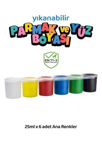 Red Rose Yıkanabilir Yüz Boyası Oyun Amaçlı Toksik İçermez 6'Lı Set Ana Renkler Yüksek Kalite 6 X 25 Ml