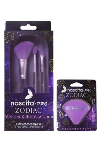 Nascita Pro Zodiac (Özel Seri) 3Lü Makyaj Fırça Seti + Zodiac Rubycell Makyaj Pufu