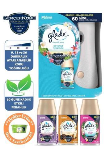 Glade Otomatik Sprey Sistem Ve Yedek Okyanus Sessizliği Oda Kokusu 3 Lü Promosyon Paketi