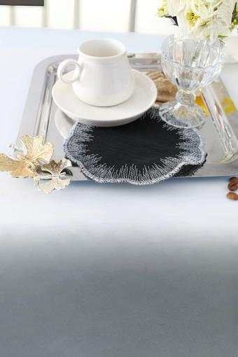 Plt Design 6'Lı Siyah Linen Keten Kenar Detaylı Kahve Yanı Kokteyl Sunum Peçetesi