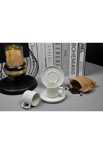 Plt Design 12 Parça 6 Kişilik Porselen Satürn Kahve Fincan Takımı - Kahve Fincanı Takımı