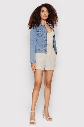 Only Kadın Bej Regular Fit Günlük Rahat Keten Şort -15255123