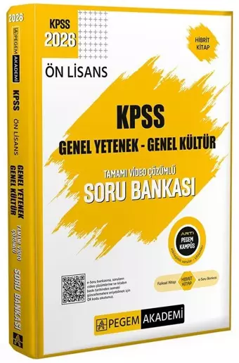 2026 KPSS Ön Lisans Soru Bankası Çözümlü Tek Kitap Pegem Akademi Yayınları - Bi bigelio