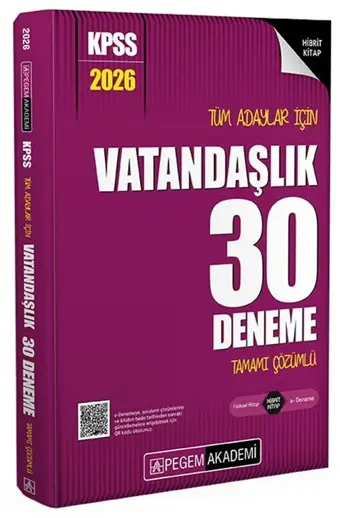 2026 KPSS Vatandaşlık 30 Deneme Çözümlü Pegem Akademi Yayınları - Bi bigelio