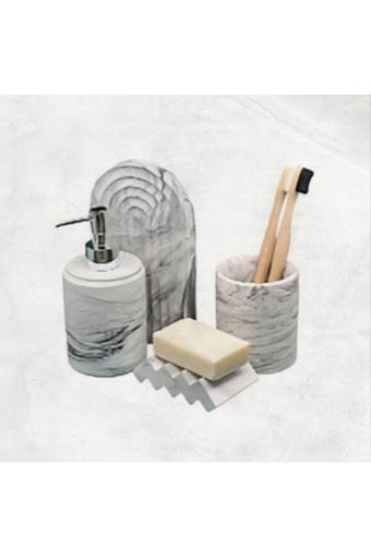 Trust Stone Marble Serisi Sıvı Sabunluk Ve Diş Fırçalık Seti