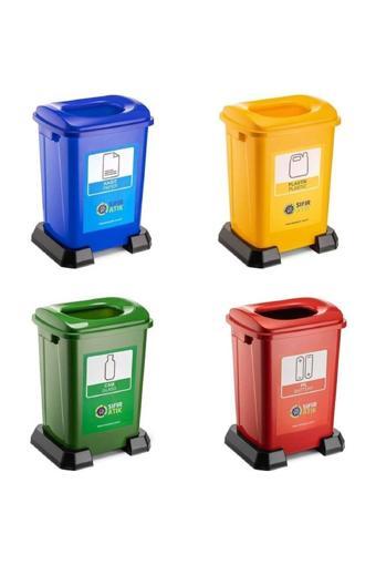 Elcy 70 Lt Plastik Lüx Geri Dönüşüm Kutusu Geri Dönüşüm Kovası / Sıfır Atık Kutusu A Kalite 4 Adet