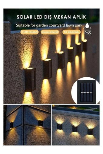 4 Adet Güneş Enerjili Solar Duvara Monteli Yeni Nesil Solar Çift Yönlü Duvar Lambası Aydınlatma Işık