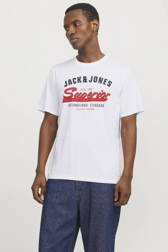 Jack & Jones Essentials Jjelogo % 100 Pamuk Regular Fit Erkek T Shirt 12268267 BEYAZ