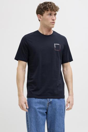 Jack & Jones Jjverner % 100 Pamuk Regular Fit Bisiklet Yaka Logolu Erkek T Shirt 12269314 KOYU LACİVERT
