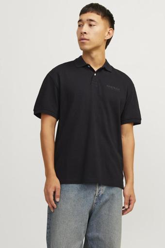 Jack & Jones Originals Jorfrederiksberg % 100 Pamuk Regular Fit Düğmeli Erkek Polo Yaka T Shirt 12263111 SİYAH