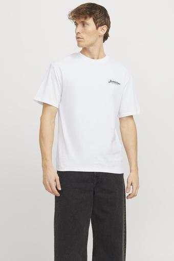 Jack & Jones Jjbeau % 100 Pamuk Relaxed Fit Bisiklet Yaka Erkek T Shirt 12275012 BEYAZ
